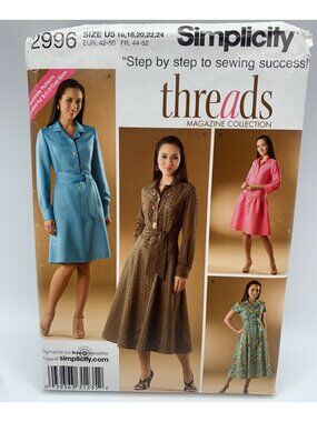Simplicity Misses Dress Sewing Pattern Size 16 18 20 22 24 2996 Uncut 2000